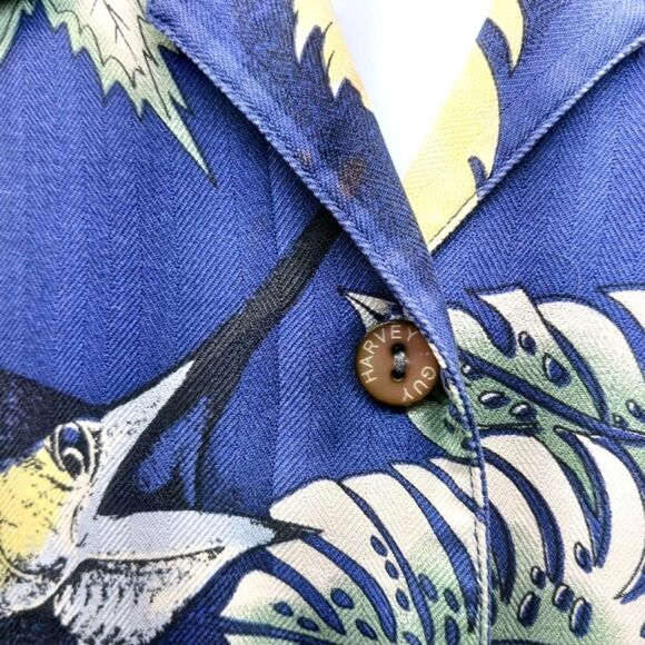 Guy Harvey By AFTCO Vintage Bluewater Wear 100% Silk Button Down. Men's Small... - Picture 4 of 10